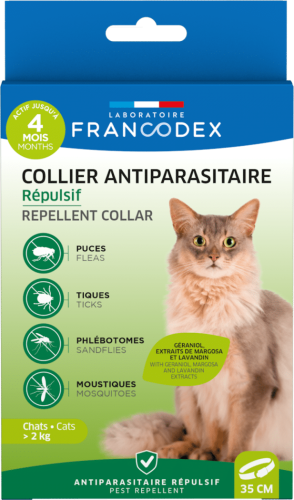 Laboratoire Repellent Collar Ошейник с репеллентным действием от блох и клещей для кошек с гераниолом, 35 см