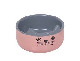 Cat Face Керамическая миска для кошек "Котик с ушками", розовато-серая