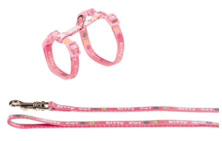 Kitty Kitten Harness Шлея-восьмерка "Лапки" с поводком для котят, розовая
