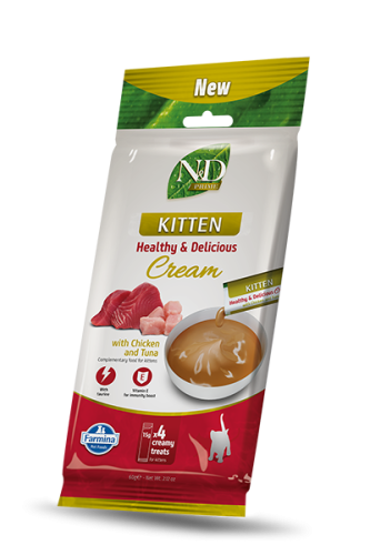 N&D Prime Kitten Cream Chicken&Tuna Кремові ласощі з куркою та тунцем для кошенят