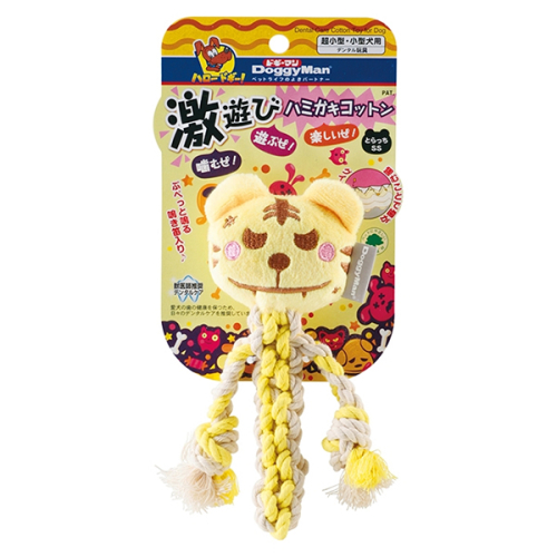 Cotton Tiger Жевательная игрушка с пискавкой для собак, тигр с канатом
