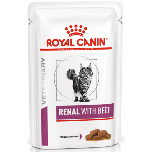 Renal Feline Beef Pouches Диетический влажный корм с говядиной для кошек при болезнях почек