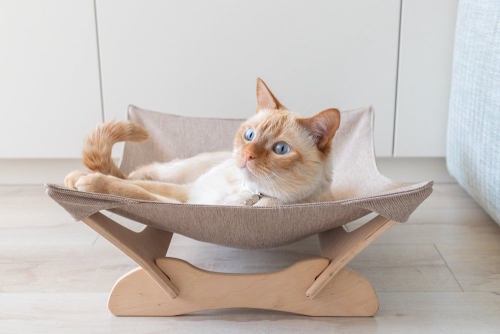 Лежак - гамак white+beige для кота