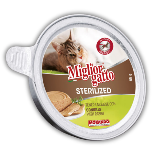 Migliorgatto Sterilized Беззерновые консервы для стерилизованных кошек мусс с кроликом