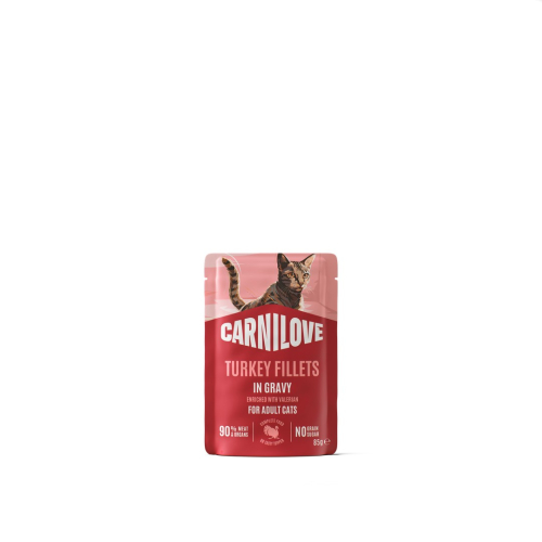 Gravy Turkey with Valerian Влажный корм с индейкой и валерианой в соусе для кошек