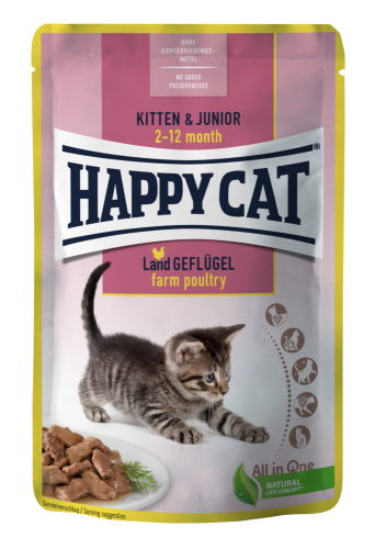 Kitten & Junior LandGeflügel Вологий корм у вигляді шматочків в cоусі з птицею для кошенят