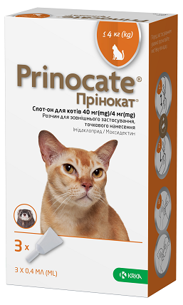 Prinocate Противоразитарные капли для кошек весом до 4 кг