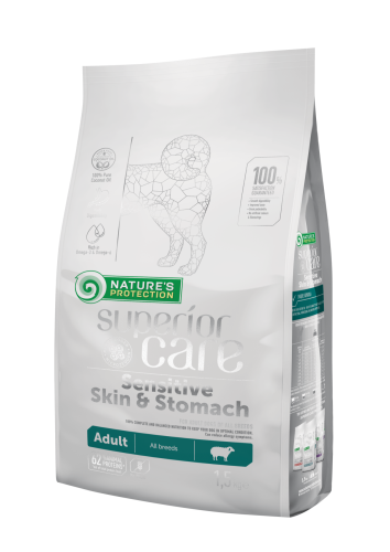Superior Care Sensitive Skin&Stomach Adult All Breeds Сухой корм с мясом ягненка для взрослых собак всех пород с чувствительным пищеварением и пищевой аллергией