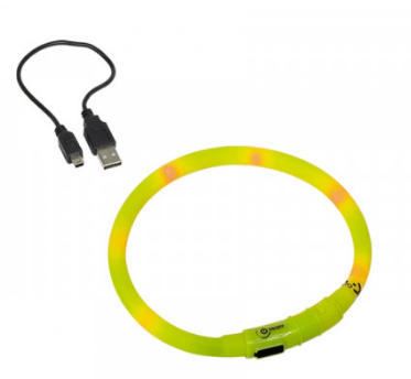 USB Visible Collar Силиконовый светодиодный ошейник для короткошерстных собак, желтый