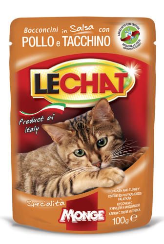 LC Cat Wet Adult - вологий корм з куркою та індичкою для котів (шматочки в соусі)