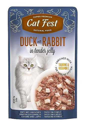 Cat Влажный корм для кошек утиное филе и кролик в желе
