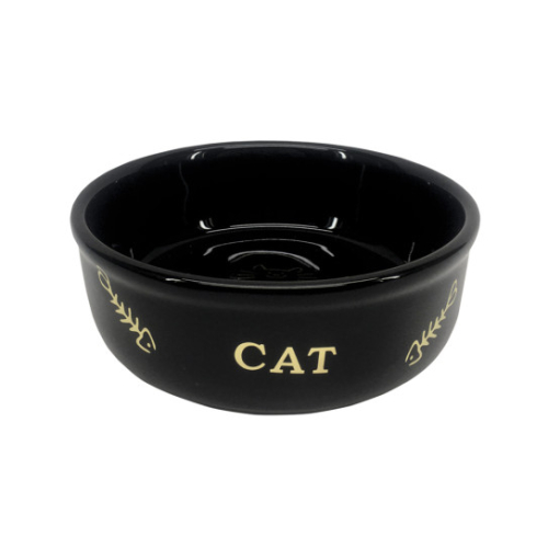 Golden Cat Керамическая миска «Золотой кот» для кошек, черная