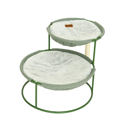 Pet bed round double, steel frame, light green Двойной лежак для домашних животных