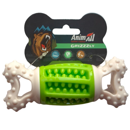GrizZzly Игрушка косточка-зубочистка, зеленая
