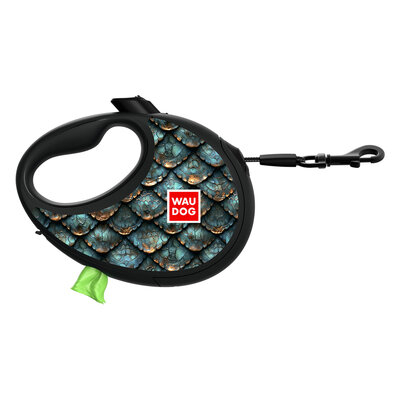 WAUDOG R-leash "Луска" Повідець-рулетка для собак з контейнером для пакетів, світловідбивна стрічка