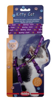 Kitty Kitten Harness Шлея-восьмерка "Лапки" с поводком для котят, фиолетовая