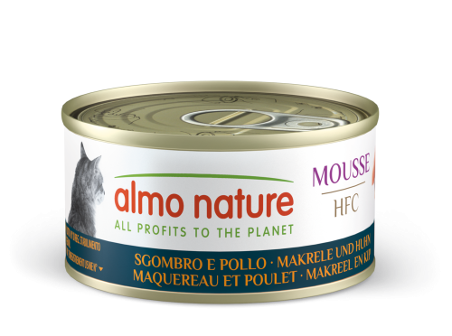 HFC Cat Mousse Консервированный корм для взрослых кошек, мусс со скумбрией и курицей