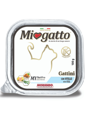 Miogatto Gattini Беззерновые консервы для котят от 1 месяца, с телятиной