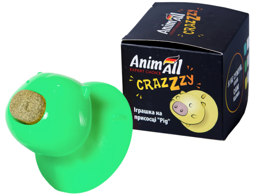 CrazZzy Pig Игрушка на присоске для кошек, зеленый