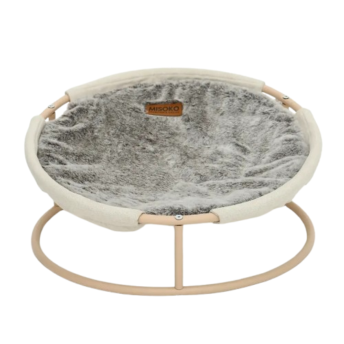 Pet bed round plush dark brown coat Складной лежак для домашних животных