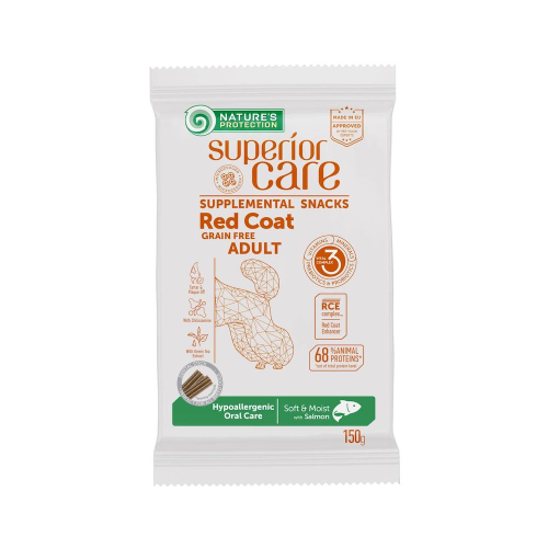 Superior Care Red Coat Hypoallergenic Oral Care Беззерновые лакомства для взрослых собак всех пород с рыжим окрасом шерсти для поддержания гигиены ротовой полости