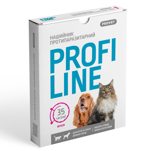 PROFILINE Ошейник для кошек и собак 35 см, фуксия (инсектоакарицид)