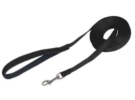 Flat Leash Поводок для собак с классическим карабином и ручкой на подкладке, черный