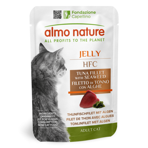 HFC Cat Jelly Кусочки филе тунца с водорослями в нежном желе для кошек, пауч