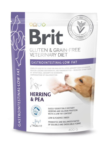 VetDiet Dog Gastrointestinal-Low fat – сухой диетический корм с ограниченным содержанием жира с селедкой для собак при проблемах с пищеварением