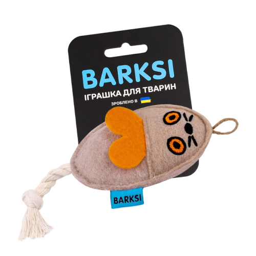 Игрушка для кошек, бежевая мышка с канатом