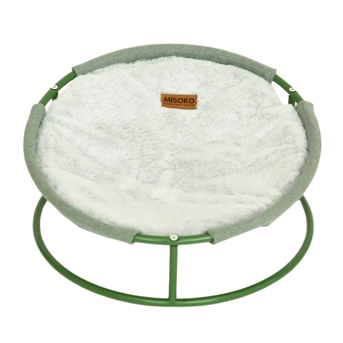 Pet bed round plush light green Складной лежак для домашних животных
