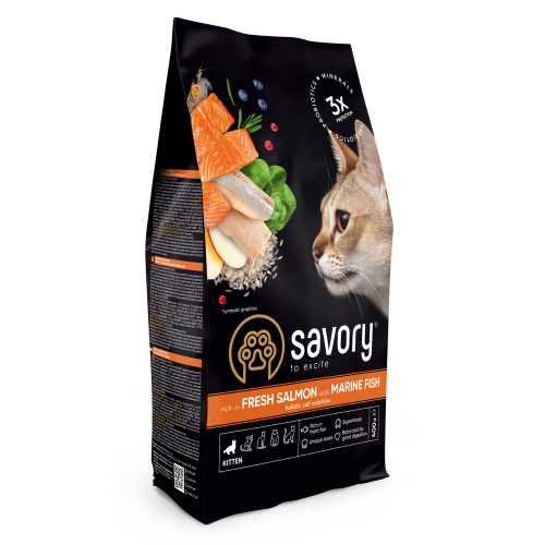 Kitten rich in Fresh Salmon with Marine Fish Сухий корм для кошенят всіх порід зі свіжим лососем та морською рибою
