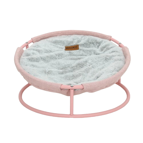 Pet bed round plush pink Складной лежак для домашних животных