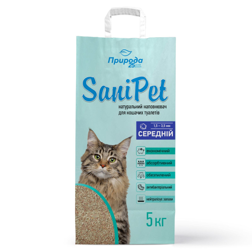 Sani Pet Бентонитовый наполнитель для кошачьего туалета, средняя гранула