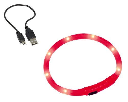 USB Visible Collar Силиконовый светодиодный ошейник для короткошерстных собак, красный