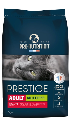 PRESTIGE CAT ADULT MULTI Повнораціонний сухий корм для дорослих котів з птицею та овочами, чутливих до різних смаків