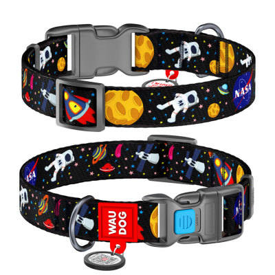 WAUDOG Nylon «NASA» Ошейник для собак нейлоновый с QR паспортом, пластиковый фастекс
