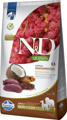 N&D Quinoa Dog Skin & Coat, Venison&Coconut Adult Medium&Maxi Сухой корм с олениной и кокосом для взрослых собак средних и больших пород