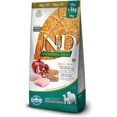 N&D Low Grain Dog Chicken&Pomegranate Adult Medium&Maxi Низькозерновий сухий корм з куркою та гранатом для собак середніх та великих порід