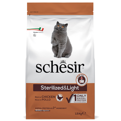Cat Sterilized & Light Полнорационный монопротеиновый сухой корм с курицей для кастрированных, стерилизованных и склонных к набору избыточного веса кошек