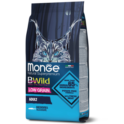 Cat Adult BWild Low Grain Anchovies - сухой низкозерновой корм с анчоусами для взрослых кошек