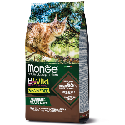 Cat BWild Grain Buffalo Large Breeds - сухой беззерновой корм с мясом буйвола для больших кошек