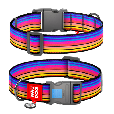 WAUDOG Nylon «Линия 1» Ошейник для собак нейлоновый с QR паспортом, пластиковый фастекс