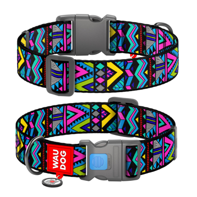 WAUDOG Nylon «Инди» Ошейник для собак нейлоновый с QR паспортом, пластиковый фастекс